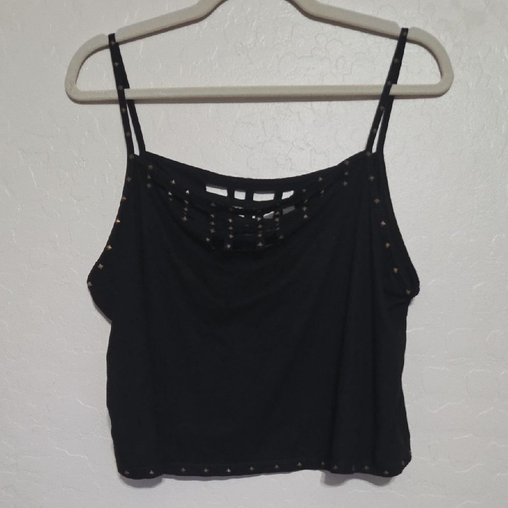 Shyanne Black Stud-Trim Thin Strap Camisole